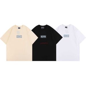 Diseñador de ropa de moda Camisetas Camisetas Nicho Moda Kith Marroquí Azulejo Caja Camiseta Marroquí Azul Anacardo Flor Totem Camiseta de manga corta algodón Streetwear Ropa deportiva