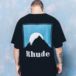 Designer Fashion Clothing Tees TShirts Rhude Classic Sunset Theme Print Loose Short Sleeve High Street Unisex Casual Sports T-shirt Trend Tops Cotton Streetwear