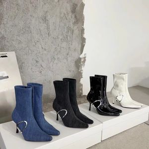 Chaussures à talons hauts pour femmes, bottes de Cowboy, sandales pour femmes, pantoufles, bottes à talons hauts, mi-baril