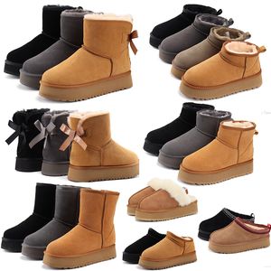 designer fluffy snow boots uggss mini women winter australia platform ug boot fur slipper ankle wool shoes sheepskin real leather classic designer booties