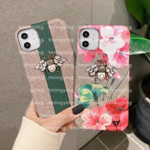 Luxurys Designers Phone Cases para iPhone 14 Pro Max 13 12 Mini 11 14Plus Samsung Case Galaxy S21 S22 Ultra Fashion Print Bee Funda para teléfono móvil