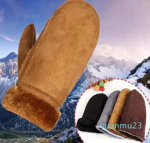 Guantes de diseñador Piel de oveja sintética Manoplas térmicas Guantes Recorte Cuero de gamuza Invierno Cachemira gruesa Guante de cintura cálida Guantes Piel Guante al aire libre Guantes de motocicleta