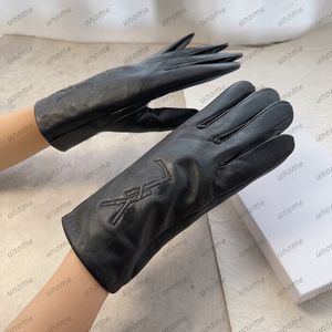 Gants de créateurs pour femmes hommes avec boîte mode cuir noir peau de mouton lettre gant dames écran tactile hiver épais cadeaux chauds G2310191Z-6