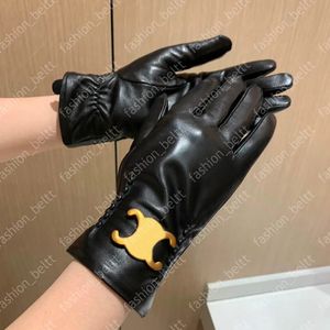 Guantes de diseñador Cuero piel de oveja lujo para mujer Guantes Arc de Triomphe Lana cachemira forrada invierno guantes cálidos mitones mujeres Regalo de invierno para hombres