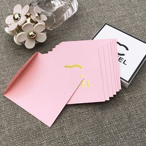 Bolsa de papel para tarjetas de felicitación de diseñador, bolsa para billetes de papel rosa, logotipo de letra dorada, sobre rojo de Año Nuevo, cubierta de boda para regalo, 1 caja (10 Uds.)