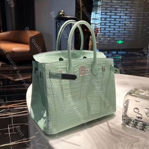 Bolso de diseñador Luxury Tote Classic mate Crocodile 25 30CM con alambre de cera de abejas francesa Herrajes chapados en oro de 24K todo hecho a mano