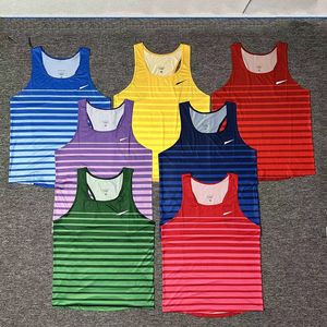 Camiseta sin mangas para hombre, chaleco técnico de lana para entrenamiento, correr, chaleco a rayas, chaleco de ejercicio transpirable de secado rápido para verano, chaleco de gimnasio