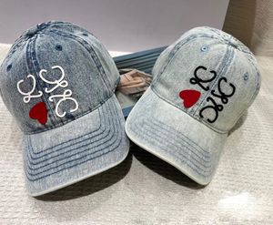 Gorra de bola de corazón de diseñador para mujer, gorras de béisbol Retro de mezclilla para hombre, sombreros informales de calle para hombre