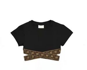 Designer de haute qualité coton femmes tricots t-shirts mode X cordon court Style F Logo sport tricoté t-shirt