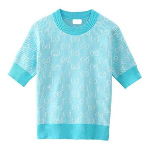 Designer de haute qualité double G femmes tricots t-shirts pull LOGO lettre impression mode T-shirt à manches courtes