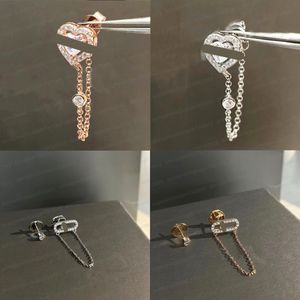 Designer boucles d'oreilles de haute qualité boucles d'oreilles série Messikas boucles d'oreilles asymétriques coulissantes à diamant unique pour femmes cadeau de bijoux de Saint Valentin