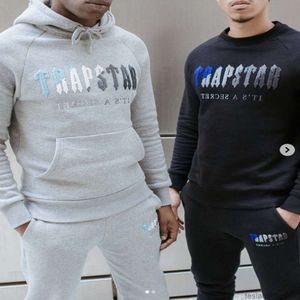 Diseñador con capucha para hombre sudaderas moda streetwear grupo pequeño rap moda br trapstar azul blanco toalla bordado felpa calle casual suéter con capucha otoño