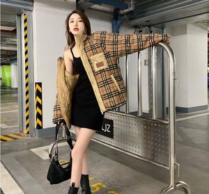 designer jacket women long sleeve plaid Lambswool jackets autumn winter womens coat