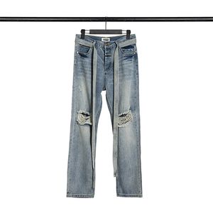 Jeans de créateur pour pantalons pour hommes Jeans violets Tendances en détresse Noir Ripped Biker Slim Fit Moto Mans jeans baggy empilés trou Taille M-XL
