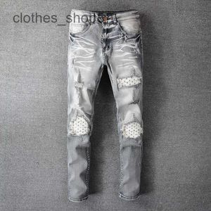 Jean Amirres Denim Hommes Pantalons NOUVEAU US Loisirs Hip Hop High Street Usé Lavé Moucheté Peint Slim Fit Jeans pour Hommes # 804 UX5C
