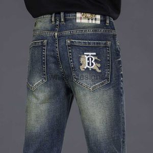Designer Jeans Mens End Quality Cow Slim Flmage Straight Tube Elastic Men's Jeans Nostalgic Poldal Youth Pantal