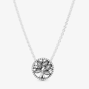 Bijoux de créateur Collier en argent 925 pendentif coeur fit Pandora arbre généalogique pendentif collier mode amour colliers style européen breloques perle Murano