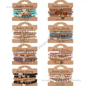 designer bijoux braceletFemmes bohème perles à la main bracelet ensemble été coloré perlé papillon bracelet filles Boho étoile de mer bijoux accessoires