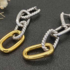 Bijoux de créateur davids yurmas boucles d'oreille en argent tendance et boucles de boucle à bouton divisé jaune avec numéro de série Dyeh-012