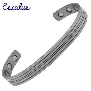 Joyería de diseño Escalus Estilo simple Pewter Power Brazalete para mujer Color plata Pulsera magnética Cobre puro Hombres Pulsera Artritis