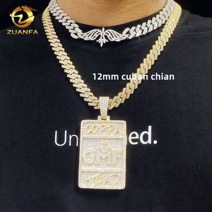 Bijoux de créateurs vente chaude Hip Hop Zuanfa personnalisé pendentifs glacés mode hip hop hommes 925 argent moissanite diamant 2,5 pouces de haut pendentif solide rectangulaire