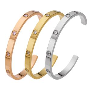 bijoux de créateurs hommes femmes bracelet de créateur vente chaude en gros bracelets de luxe légers en forme de C avec diamants diamants de couleur bracelets ouverts en acier inoxydable