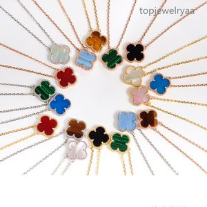 collier de bijoux de créateur collier de créateur Trèfle à quatre feuilles haute édition collier en or 18 carats chaîne de clavicule pendentif coquillage blanc agate cornaline rose