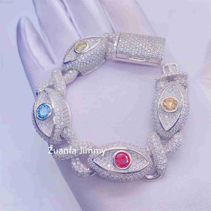 Designer Jewelry New Design Fashion Style Sparkly Iced Out Rapper Jewelry 15mm VVS1 Baguette Moissanite Evil Eyes Bracelet