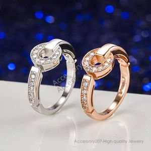 Bagues de bijoux de créateurs Bague en cuivre de style de rue Bague circulaire en argent sterling S925 pleine de diamants pour les couples