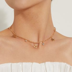 Diseñador de joyas de moda pentagrama tendencia collar simple hecho a mano aleación collar joyería creativa collar de cadena de clavícula para regalo de novia