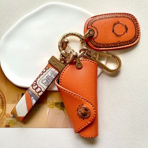 Designers porte-clés couverture de carte d'accès porte-clés marée cuir de haute qualité imprimé une pièce boucle voiture porte-clés couverture de protection universel ins