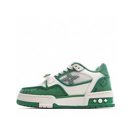 Diseñador Niños Virgil Trainer Zapatos casuales Denim Lona Cuero Abloh Blanco Verde Rojo Azul Letra Superposiciones Plataforma de moda para hombre para mujer Zapatillas bajas