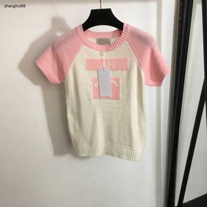 designer tricot T-shirt femme marque vêtements femmes été top mode lettre logo rose manches courtes dames chemise taille asiatique M 15 mars