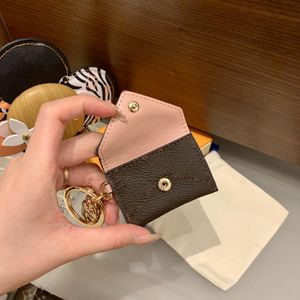 Designer lettre portefeuille porte-clés porte-clés mode sac à main pendentif voiture chaîne charme marron fleur mini sac bibelot cadeaux accessoires avec boîte L3