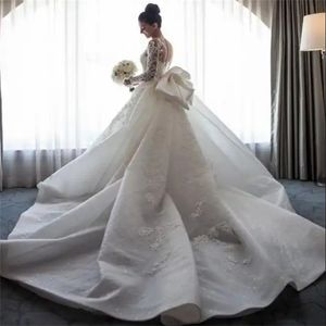 Robe de mariée princesse de luxe avec train détachable élégante sirène dentelle à manches longues église robes de mariée arabe Dubaï 2 en 1 moyen-orient Abayas robes De Novia
