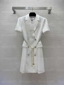 Designer luxe robe robes de soirée pour les femmes à double boutonnage des deux côtés de la conception plissée mince mince élégant exquis femmes designers vêtements 55