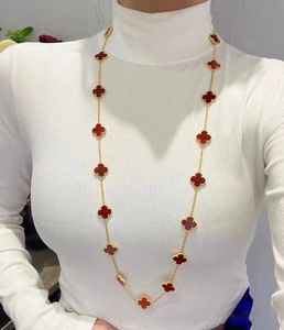 Designer de luxo Dupe Elegante Colar de Trevo Charme Diamante Banhado a Prata Ágata Pingente 20 flores trevo de quatro folhas para Menina Dia dos Namorados Noivado Jóias Presente