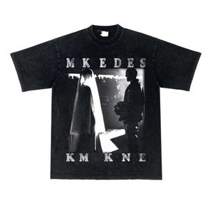 Diseñador de lujo Kanyes Classic Wedding hipster ropa de calle masculina 270G algodón camiseta de manga corta larga