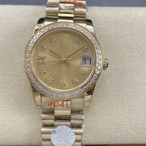 Reloj de diseñador de lujo para hombres y mujeres Esfera dorada con diamantes Zafiro resistente a los arañazos de 31 mm Hebilla plegable impermeable Reloj de regalo con calendario ampliado 904L Monte De Luxe