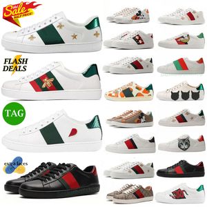Diseñador de lujo zapatos para hombre Italia Bee Ace zapatos casuales hombres mujeres blanco zapato de cuero plano verde raya roja bordado parejas zapatillas de deporte tamaño 35-45