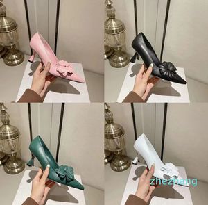 Designer Luxury Pointed Heel Sandals Fashion Womensleather Black / White / Green / Tan / Pink Outdoor Petal Casual Petal Ladys sexy Shoes High Heed Tailles