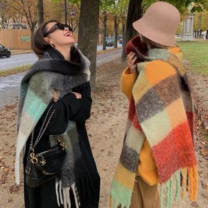 Bufanda de lujo de diseñador, chal grueso de Cachemira para mujer, hiyab largo de invierno Wram Pashmina con borla, Bufanda Foulard 2022 aimei