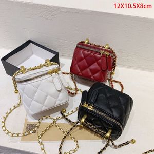 Sac de maquillage de créateur Sac à main seau pour femme Nouveau collier Boîte à chaîne à carreaux Une ligne épaule Bandoulière Pop Rouge à lèvres Sac de rangement Mini 90% Dégagement d'usine en gros