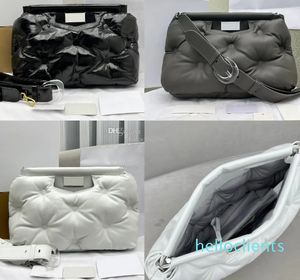 Diseñador Margiela Glam Slam Hobo lujo mujer negro blanco cuero bolsa nube un solo hombro axila bolso MM6 bandolera de piel de oveja