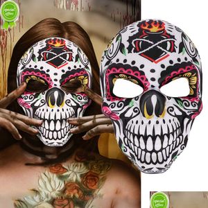 Masques de créateurs New Mexican Day of the Dead Skl Mask Cosplay Halloween Skeletons Print Masks Dress Up Pourim Party Costume Prop Drop Del Dhoqc