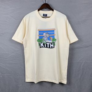 Diseñador Hombres Kith Camiseta de algodón Estilo vintage High Street Creweck Camiseta de manga corta Desentilla de manga corta