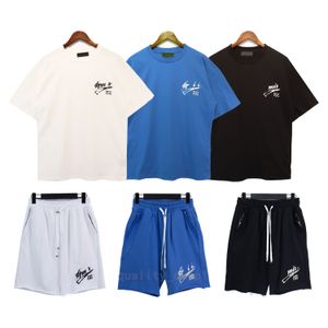 Diseñador de manga corta para hombres Suéter de verano Camisetas para hombres Moda clásica High Street Alfabeto bordado Top Shorts Fringe Cordón Suelto Parejas Ropa S-XL