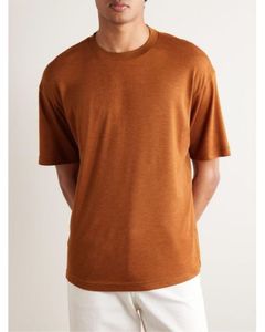 Diseñador Hombres Camiseta Loro Piana Hombre Marrón Philion Cachemira y mezcla de seda Jersey Camiseta Mangas cortas Tops Camiseta de verano
