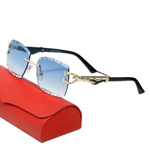 Diseñador Gafas Carti Cortado Diamante Retro Gradiente Azul Buffalo Born Madera de madera de gran tamaño Gafas de vidrio Gafas de lente marrón Clear con caja 7234