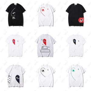 Diseñador para hombre Juego de moda Camisetas Verano Camiseta de lujo Corazón clásico Algodón bordado Corazón rojo Ojos Parejas Camiseta de manga corta